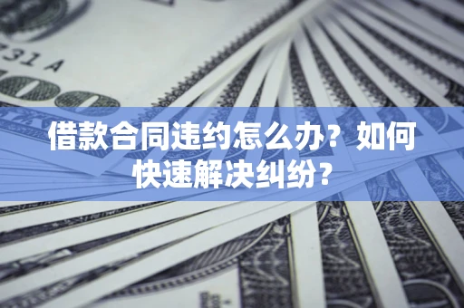 武汉借款合同违约怎么办？如何快速解决纠纷？